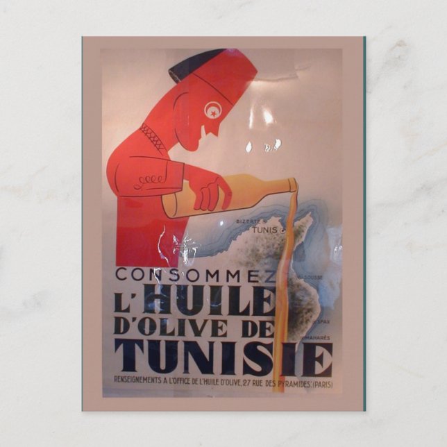 Replik gammal reklam, L'Huile de Tunisie Vykort (Framsida)