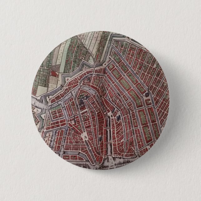 Replik stadskarta över Amsterdam 1652 Knapp (Framsida)