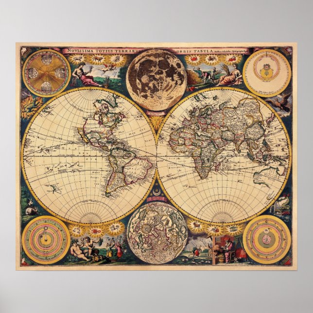 Replika Antique Karta i World Poster (Framsidan)