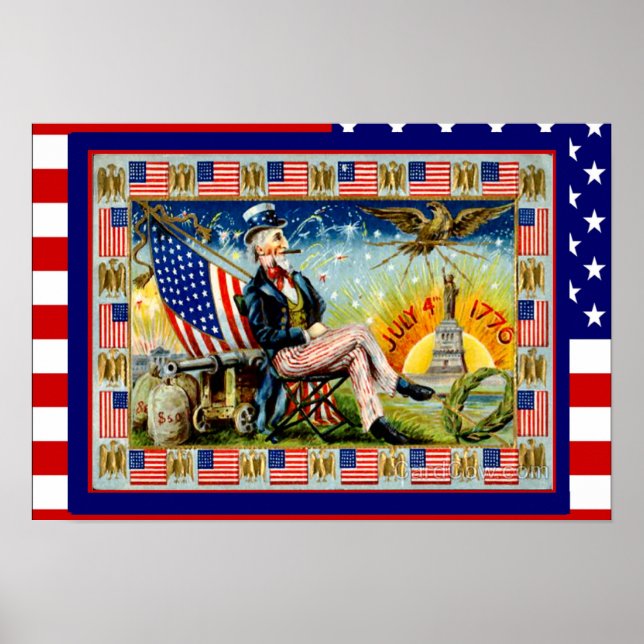 Replika Vintage bild, 4:e juli" Poster (Framsidan)