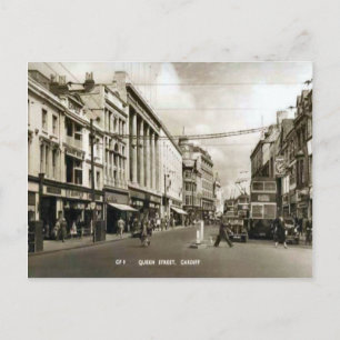 Replika Vintage bild, kardiff, Queen Street Vykort