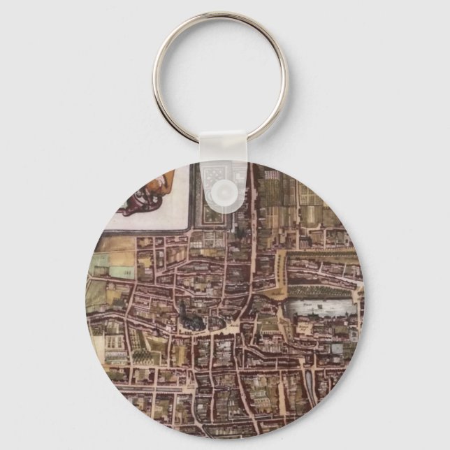 Replikastadskarta över Haag 1649 Nyckelring (Framsida)