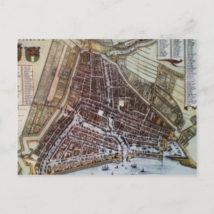 Replikastadskarta över Rotterdam 1652 Vykort