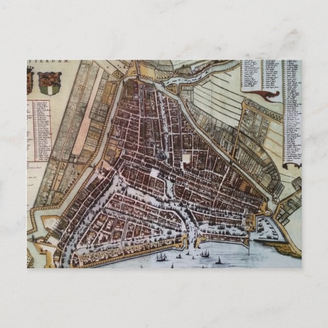 Replikastadskarta över Rotterdam 1652 Vykort (Framsida)