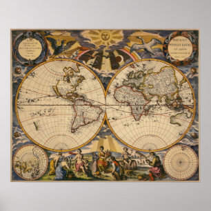 Repliken Antique Karta i World poster