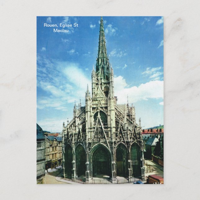 Replikerings-vintage, Rouen, Eglise St Maclau Vykort (Framsida)