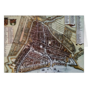 Replikstad karta i Rotterdam 1652 Hälsningskort