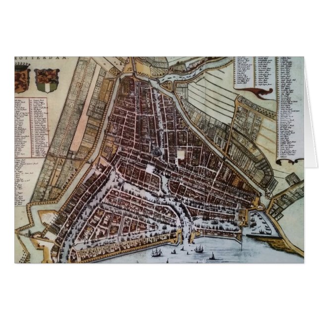 Replikstad karta i Rotterdam 1652 Hälsningskort (Framsidan Horizontal)