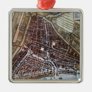 Replikstad karta i Rotterdam 1652 Julgransprydnad Metall