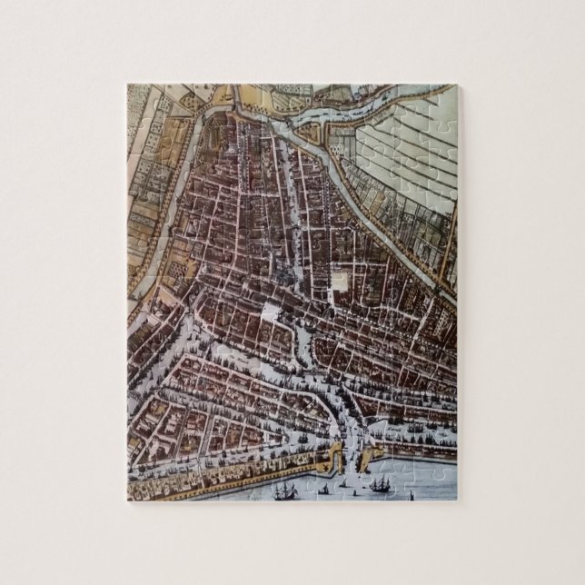 Replikstad karta i Rotterdam 1652 Pussel (Vertikal)