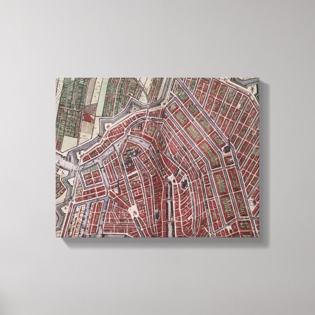 Replikstaden karta i Amsterdam 1652 Canvastryck (Framsida)