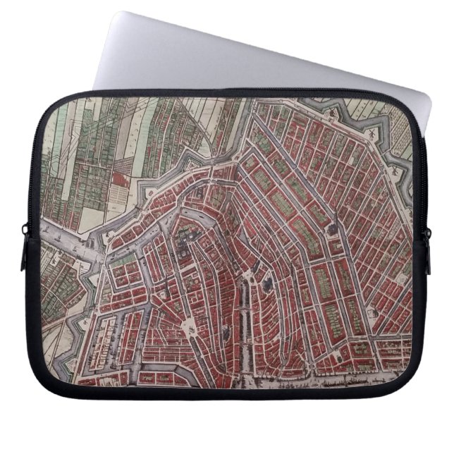 Replikstaden karta i Amsterdam 1652 Laptop Fodral (Framsidan)