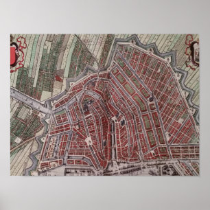 Replikstaden karta i Amsterdam 1652 Poster