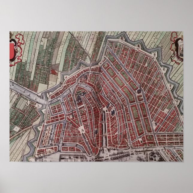 Replikstaden karta i Amsterdam 1652 Poster (Framsidan)