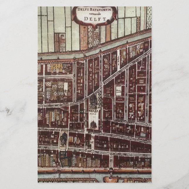 Replikstaden karta i Delft 1649 Brevpapper (Framsida)