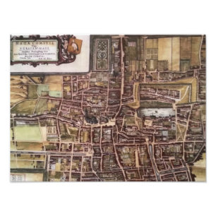 Replikstaden karta i Haag 1649 Fototryck
