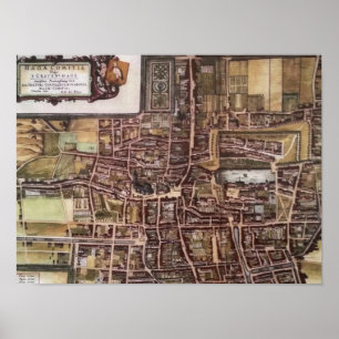 Replikstaden karta i Haag 1649 Poster