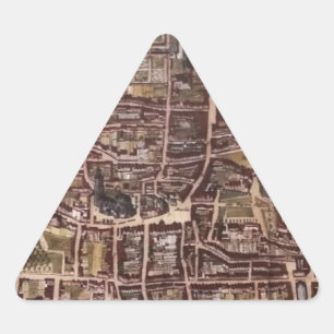 Replikstaden karta i Haag 1649 Triangelformat Klistermärke