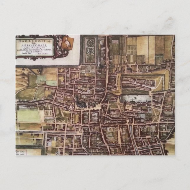 Replikstaden karta i Haag 1649 Vykort (Framsida)