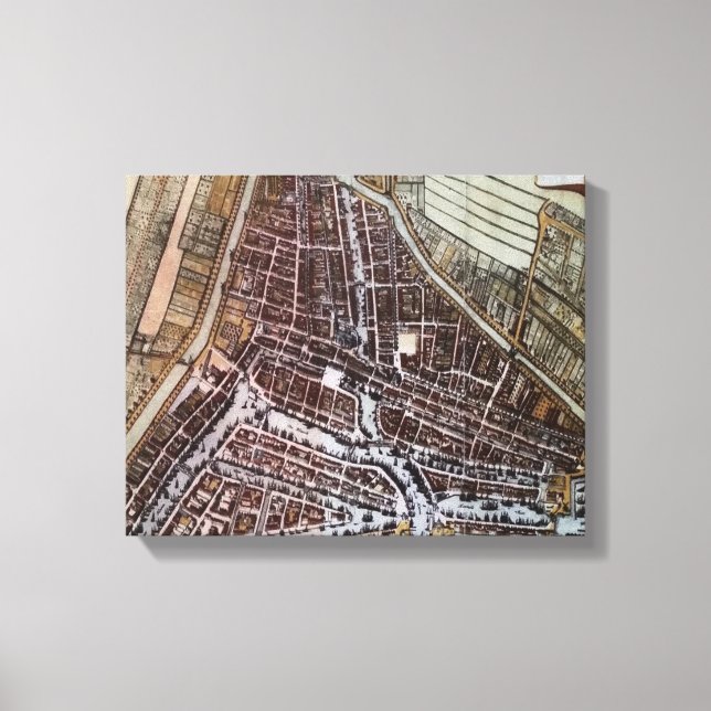 Replikstaden karta i Rotterdam från 1652 Canvastryck (Framsida)
