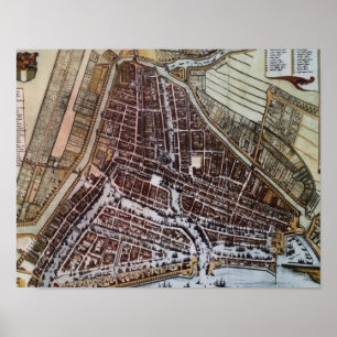Replikstaden karta i Rotterdam från 1652 Poster