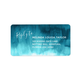 Reply teal abstrakt art bröllop adressetiketters adressetikett