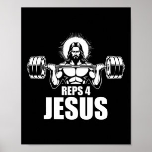 Repor 4 Jesus Gym Christian Weightlift Workout Poster