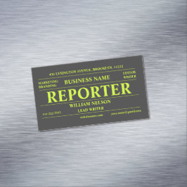 Reporterare Journalist Black Magnetiska Visitkort