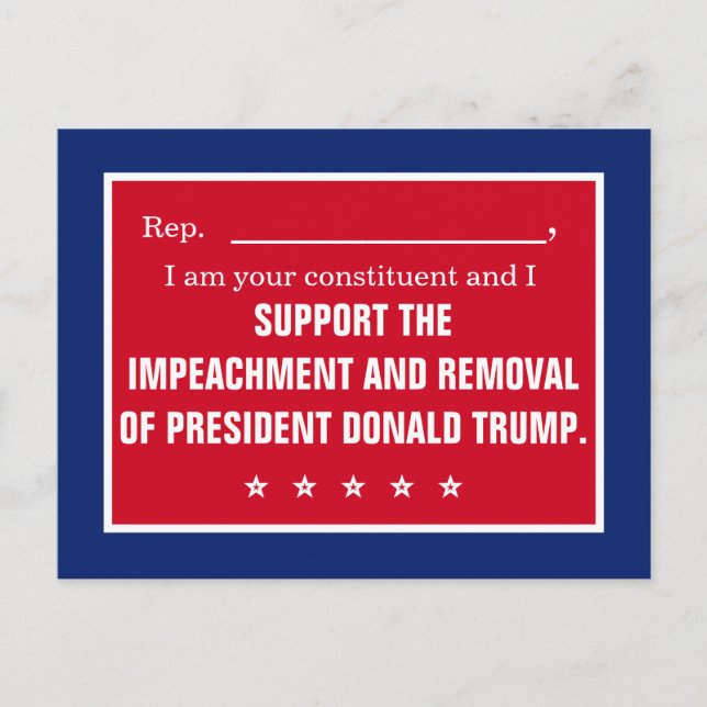 Representant Impeach President Trump-komponent Vykort (Framsida)