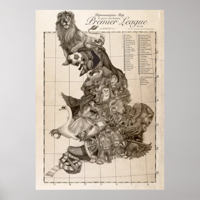 Representant Karta för engelska fotbollen Poster (Framsidan)