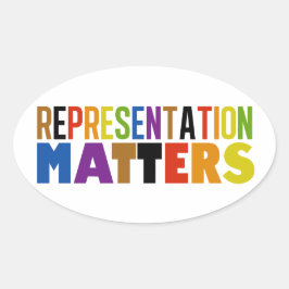 Representation är viktigt regnbågsdiversitet ovalt klistermärke
