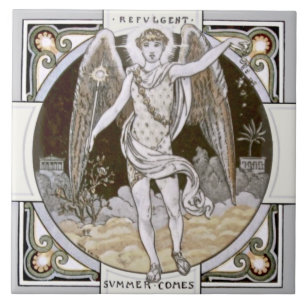 Repro 1800-talets Minton Säsong"Sommarpanel" Kakelplatta