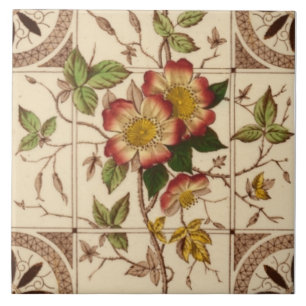 Repro 1885 Booth Aesthetic Vild Ro Transferware Kakelplatta