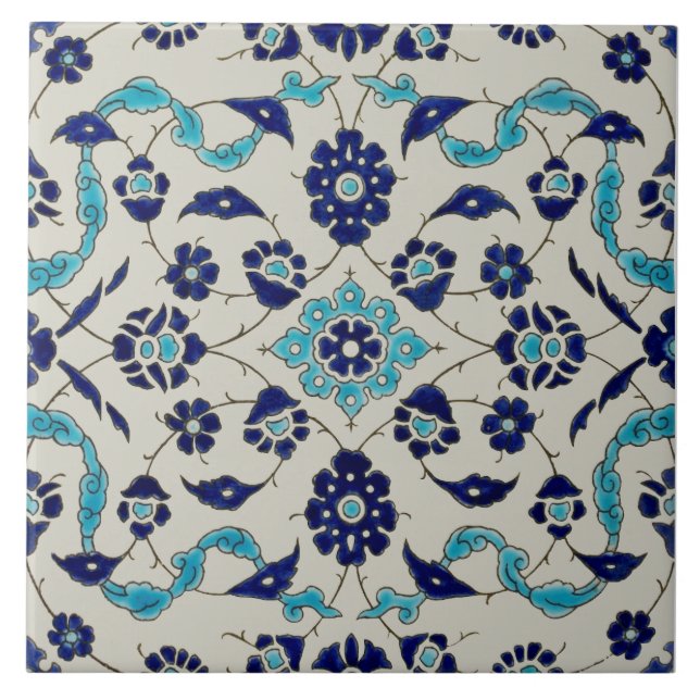 Repro 1890 Minton Blue Persian Stil Kakelplatta (Framsidan)