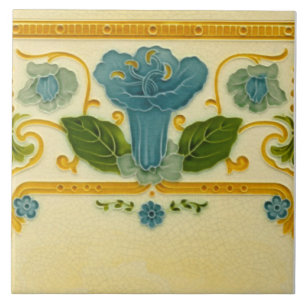 Repro 1900 Pilkington Rakare Gräns Art nouveau Kakelplatta