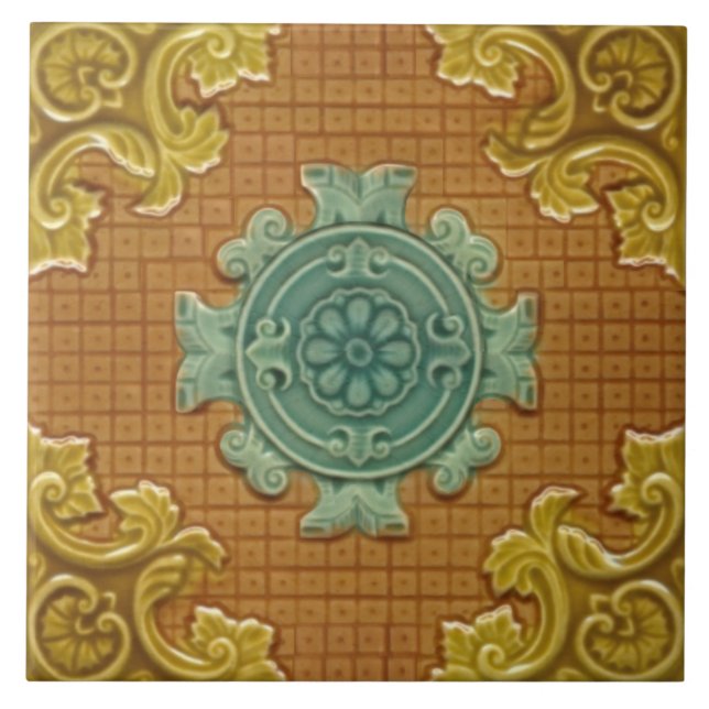 Repro Anque Godwin Hewitt Molded Majolica Kakelplatta (Framsidan)