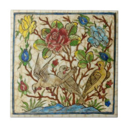 Repro Antique Birds Rosor Hand målade persian Kakelplatta