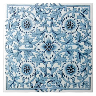 Repro Antique Blue & White Minton Tranferware Kakelplatta
