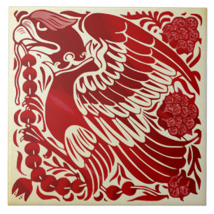 Repro Antique Bold Ruby Luster De Morgan Eagle Kakelplatta