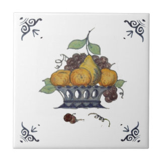 Repro Antique Delft Fruit Basket på White Tile Kakelplatta