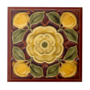 Repro Antique Faux Relief Tudor Ro Majolica Kakelplatta