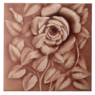 Repro Antique Mauve Majolica Ro Faux Relief Kakelplatta
