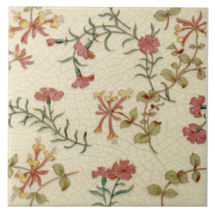 Repro Antique Minton Honeysuckle & Pinks på Elfen Kakelplatta