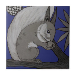 Repro Antique Minton Staffordshire Blue Squirrel Kakelplatta