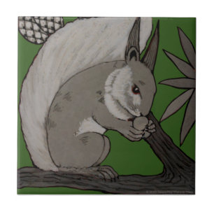 Repro Antique Minton Staffordshire Grönt Squirrel Kakelplatta