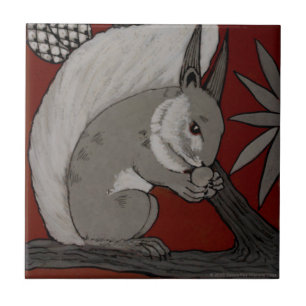 Repro Antique Minton Staffordshire Red Squirrel Kakelplatta