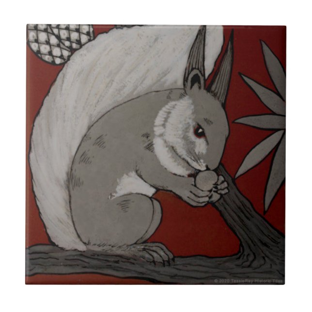 Repro Antique Minton Staffordshire Red Squirrel Kakelplatta (Framsidan)