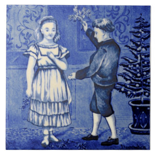 Repro Antique Wedgwood Blue December Kalender Kakelplatta