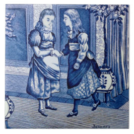 Repro Antique Wedgwood Blue Januari Kalender Kakelplatta