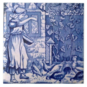 Repro Antique Wedgwood Blue September Kalender Kakelplatta